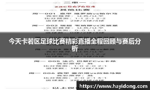 今天卡若区足球比赛精彩直播全程回顾与赛后分析